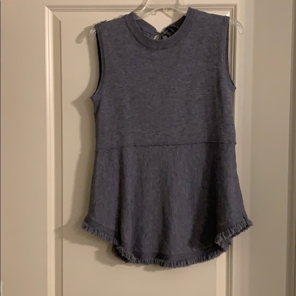 Gray Sleeveless Sweater Top